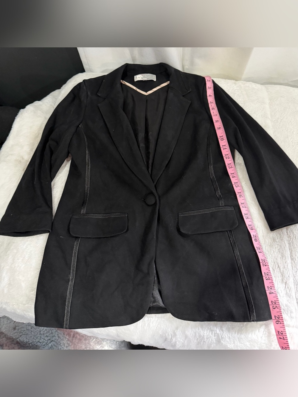 Women's Black Single-Button Longline Blazer Jacket